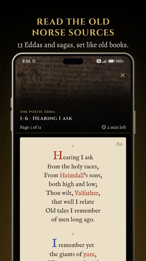 Read the old Norse sources: a page of the Poetic Edda