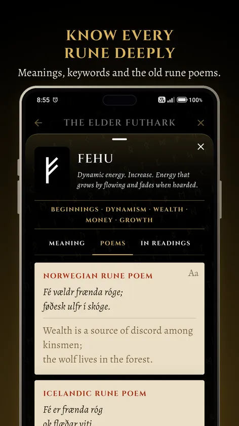 Know every rune deeply: Fehu and its rune poems